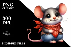 Funny Mouse with Big Eyes and Bandana Clipart Product Image 1
