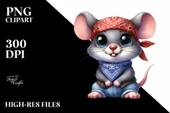 Funny Mouse with Big Eyes and Bandana Clipart Product Image 3