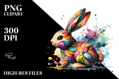Colorful Bunny Made of Wood PNG Product Image 2
