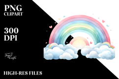 Colorful Pastel Rainbow with Clouds PNG Product Image 2