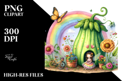 Colorful Fairy House | Illustration | Watercolor Clipart Product Image 2
