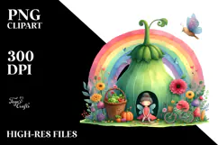 Colorful Fairy House | Illustration | Watercolor Clipart Product Image 2