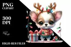 Chihuahua with Reindeer Horns PNG Product Image 1