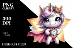 Cute Baby Unicorn Posing as Hero from Shimmering Star | Product Image 1