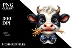 Expressive Cow with Crazy Look, Transparent PNG Product Image 2