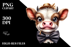 Funny Cow with Hay Straw, Transparent PNG Product Image 2