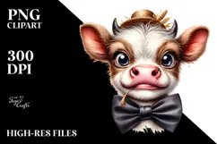 Funny Cow with Hay Straw, Transparent PNG Product Image 2
