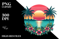 Retro Tropical Sunset, Tshirt Style PNG Product Image 2