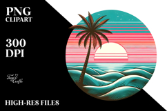 Retro Tropical Sunset, PNG Product Image 2