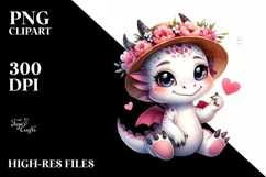 Smiling Baby Dragon Love Sign | Sublimation Clipart Product Image 3