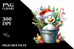 Colorful Goose with Santa Hat PNG Product Image 2