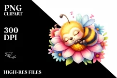 Colorful Baby Bee Sleeping PNG Product Image 3