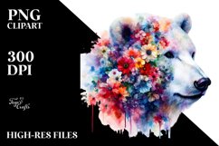 Flowers Half Polar Bear Clipart Product Image 3