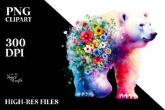 Flowers Half Polar Bear Clipart Product Image 3