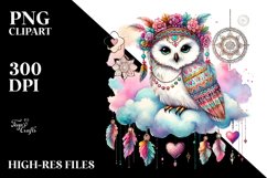 Boho Owl on Cloud PNG Product Image 2