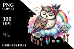 Boho Owl on Cloud PNG Product Image 2