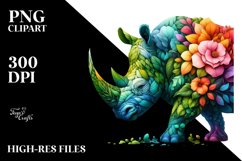 Abstract Vibrant Rhino PNG Product Image 3