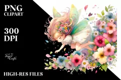 Colorful Wind Fairy Watercolor | Sublimation Clipart Product Image 1