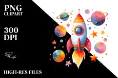 Colorful Whimsical Rocket | Sublimation Clipart Product Image 3