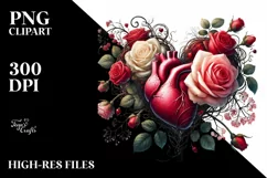 Digital Painting Heart with Roses PNG Product Image 2