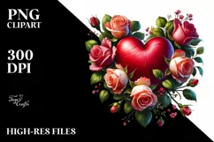 Digital Painting Heart with Roses PNG Product Image 2