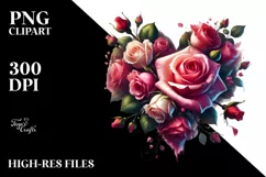 Digital Painting Heart with Roses PNG Product Image 2