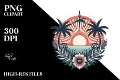 Retro Tropical Sun Waves PNG Product Image 2