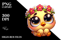 Funny Silly Owl Wearing Flower Crown PNG Product Image 2