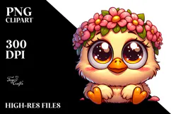 Goofy Chicken with Flower Crown PNG Product Image 2