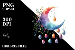 Colorful Flower with Hanging Easter Eggs PNG Product Image 2