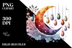 Colorful Flower with Hanging Easter Eggs PNG Product Image 2