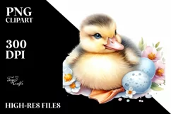 Sweet Baby Duck with Pumpkin, Bright PNG Product Image 3