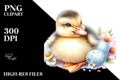 Sweet Baby Duck with Pumpkin, Bright PNG Product Image 2