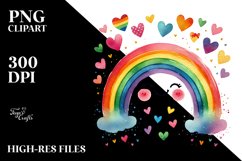 Smiling Rainbow with Hearts PNG Product Image 2