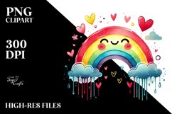Smiling Rainbow with Hearts PNG Product Image 2
