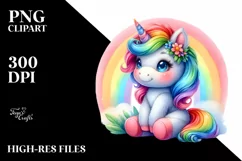 Cute Baby Unicorn from Vibrant Rainbow | Clipart Product Image 1