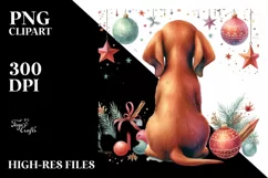 Vibrant Vizsla with Christmas Decorations, PNG Product Image 1