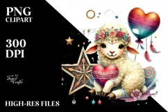 Colorful Pastel Lamb on Star PNG Product Image 2