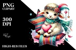Colorful Pastel Lamb on Star PNG Product Image 2