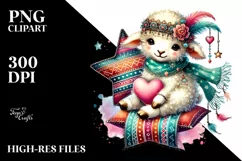 Colorful Pastel Lamb on Star PNG Product Image 2