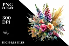 Colorful Foil Foxglove Clipart Design Product Image 1