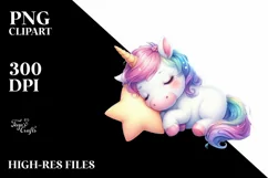 Colorful Baby Unicorn PNG Product Image 1