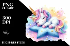 Colorful Baby Unicorn PNG Product Image 1