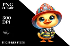 Goofy Baby Duck with Firefighter Hat PNG Product Image 2
