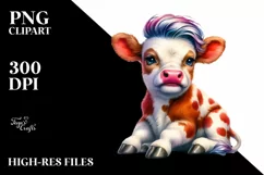 Cute Baby Cow with Cool Haircut, Modest Expression, High-Res Product Image 1