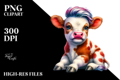 Cute Baby Cow with Cool Haircut, Modest Expression, High-Res Product Image 2