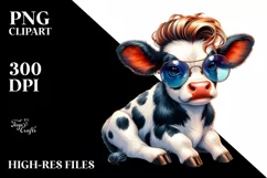 Cute Baby Cow with Cool Haircut, Modest Expression, High-Res Product Image 1