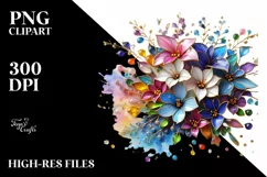 Watercolor Luxury Flower Splash Clipart Product Image 1