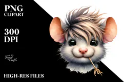 Funny Baby Mouse with Cool Looking Hair PNG Product Image 2