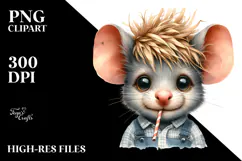 Funny Baby Mouse with Cool Looking Hair PNG Product Image 2